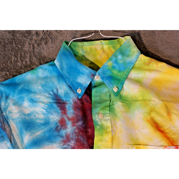 IZOD Women's Tie-Dye Button Down Shirt S Cotton Long Sleeve Colorful - Picture 3 of 9